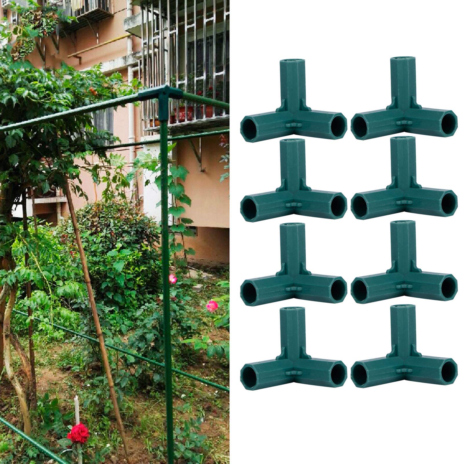 Connettori A 3 Vie Per Traliccio Piante – 8 Pezzi In Plastica, Diametro 16 Mm, Supporto Per Giardinaggio