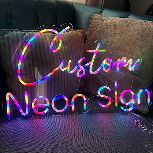 IbayNawi Custom Neon Signs, Customizable RGB Color Changing Remote Control Personalized Led Neon Name Light Signs Wedding Birthday Party Wall Decor - Ice-blue
