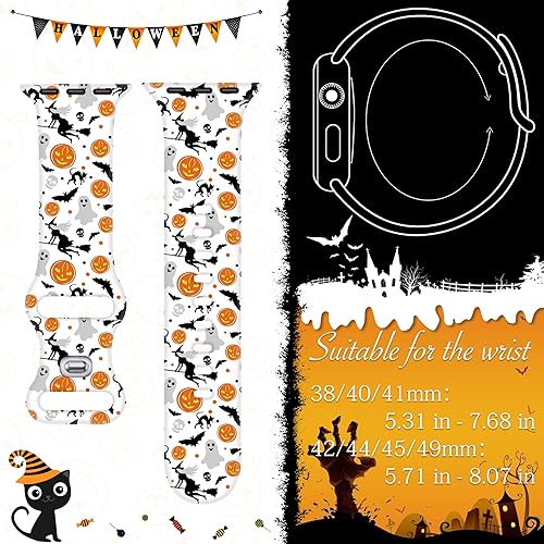 Miniatura 2 de Paquete de 2 correas de reloj de Halloween compatibles con Apple Watch de 1.772 in 1.732 in 1.654 in 1.929 in, correa de repuesto de silicona suave