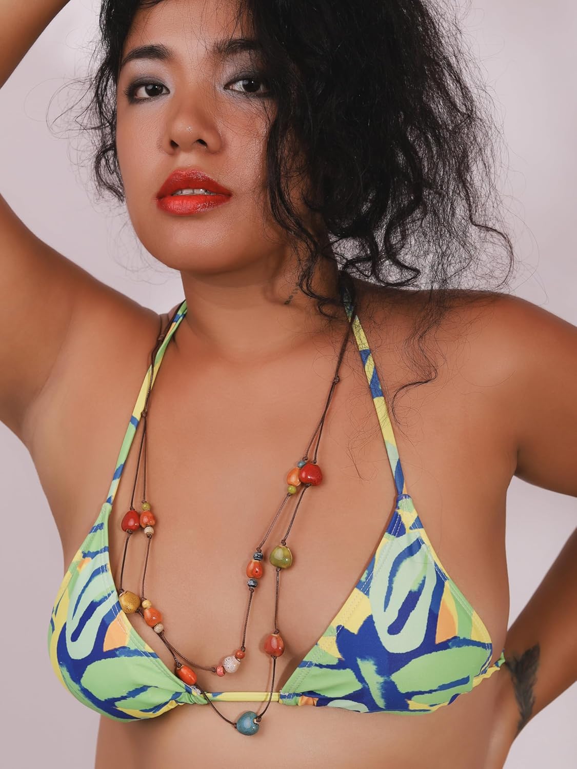 MINACHI Hippie Boho Double Layered Colorful Ceramic Heart Round Bead Necklace, Bohemian Jewelry Gifts for Women - Image 6