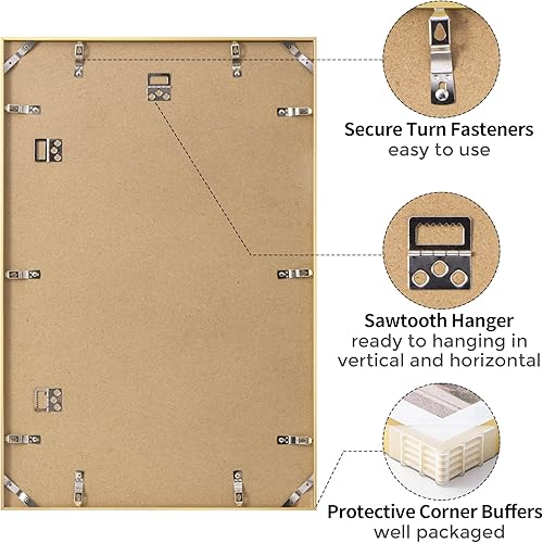 Miniatura 431 de Fun Memories Portarretratos de metal de 16 x 20 pulgadas con paspartú de 11 x 14 pulgadas, acabado de aluminio cepillado, parte delantera de vidrio