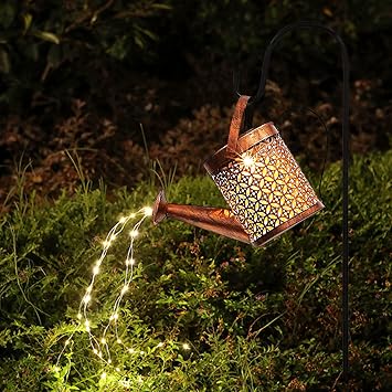 GloBrite Watering Can Garden Lights with 48 LED - Solar Garden Lights Waterfall Ornaments - Retro Outdoor Christmas Decorations & Gardening Gifts - Fairy Lights for All Occasions