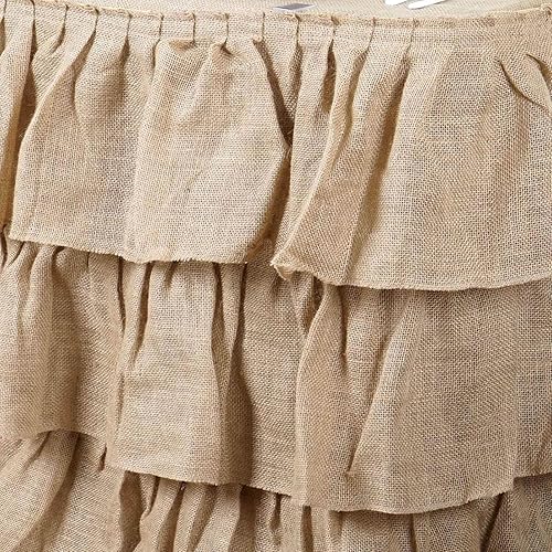 Miniatura 7 de Efavormart - Falda de mesa de arpillera con volantes de 3 niveles para cocina, comedor, catering, boda, fiesta, decoración, eventos, 17 pies