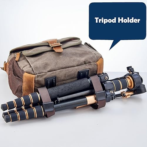 Miniatura 10 de AGDHERSNVX Bolsa de lona para cámara DSLRSLRSLRsin espejo, impermeable, con soporte para trípode, funda cruzada antigolpes, compatible con Nikon
