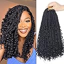 Goddess Bohemian Box Braids Crochet Hair - 14 Inch Curly Ends, 8 Packs Synthetic Braiding Hair Extensions for Black Women (14 Inch, 1B)