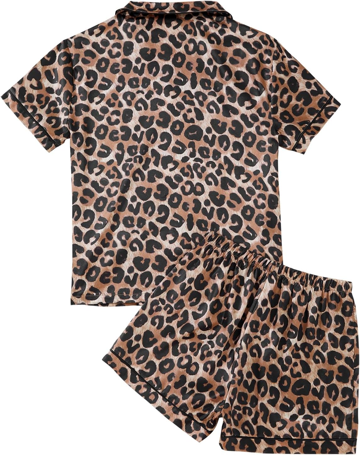 LYANER Women's Satin Silky Short Sleeve Button Shirt Sleepwear 2Piece Pajama Set - Image 2