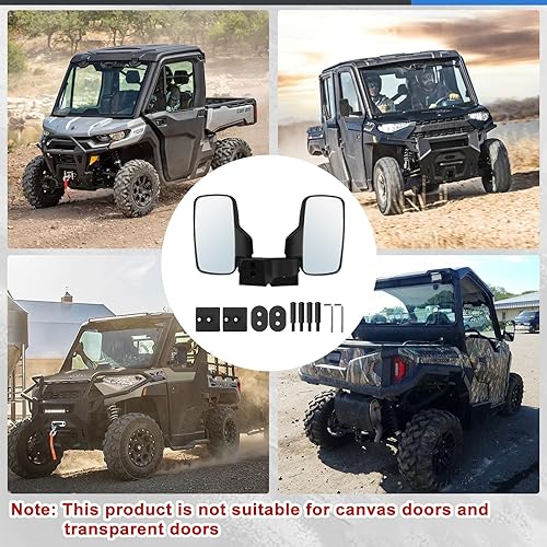 Miniatura 6 de Ranger - Espejos laterales montados en la puerta, espejos de visión lateral UTV compatibles con Polaris Ranger Crew SP XP 570 1000 2018-2023 y