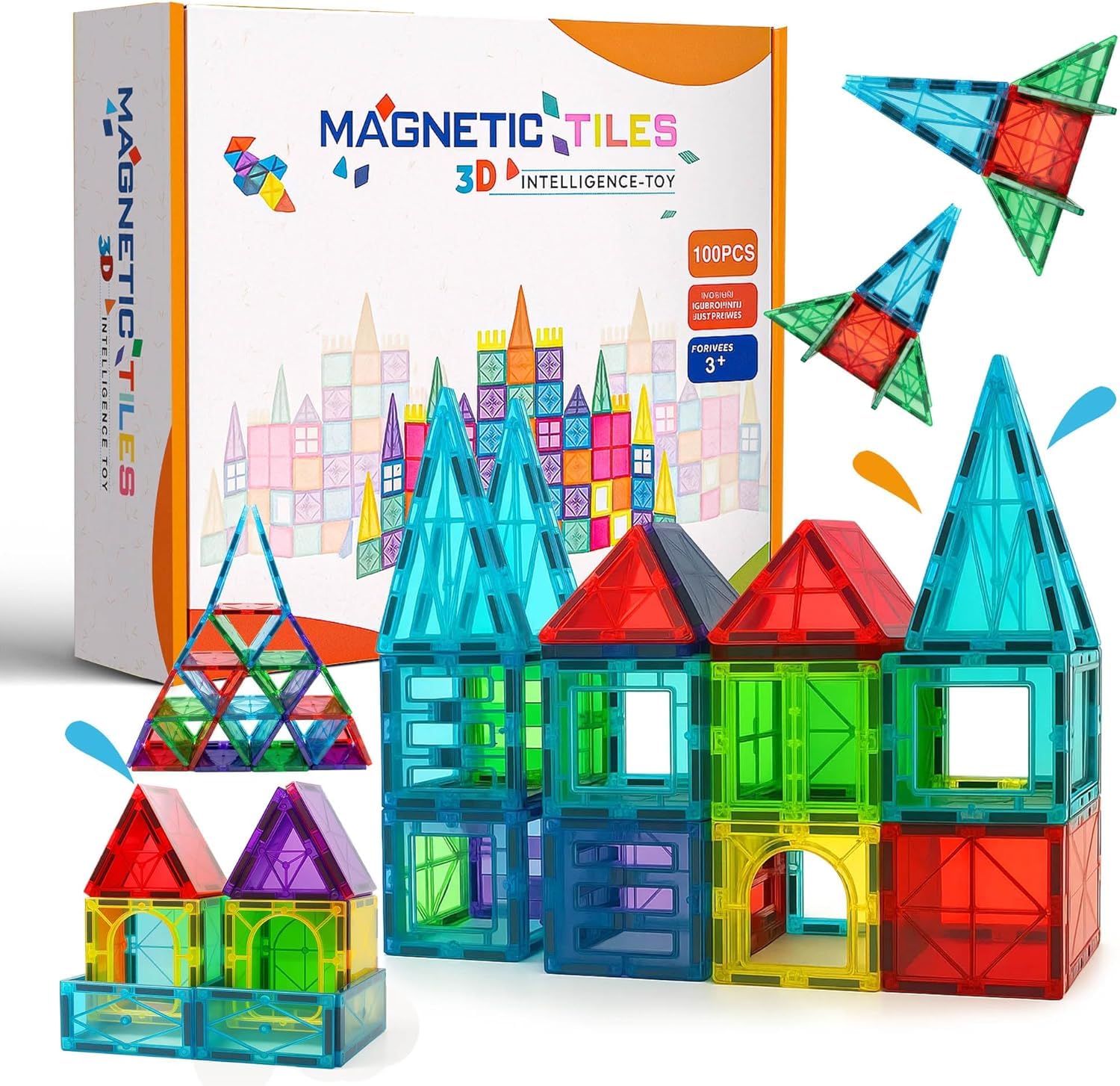 100PCS Magnetic Blocks for Kids, 3D STEM Construction Set, Educational Magnetic Blocks, Toy for Boys Girls Age 3-8, Creative Gifts for Boys & Girls