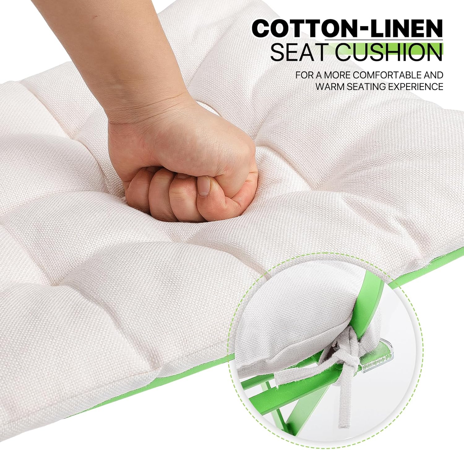 Magshion Folding Bistro Set, 3-Piece Outdoor Patio Table and Chairs with Removable Cushions, Rust-Resistant Powder-Coated Steel Frame, Floor-Friendly for Garden, Balcony, Terrace (Green)