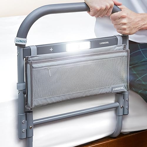 Lunderg Riel Grande de Asistencia para Cama para Personas Mayores con Luz Activada por Movimiento y Bolsillo de Almacenamiento - Rieles de Cama