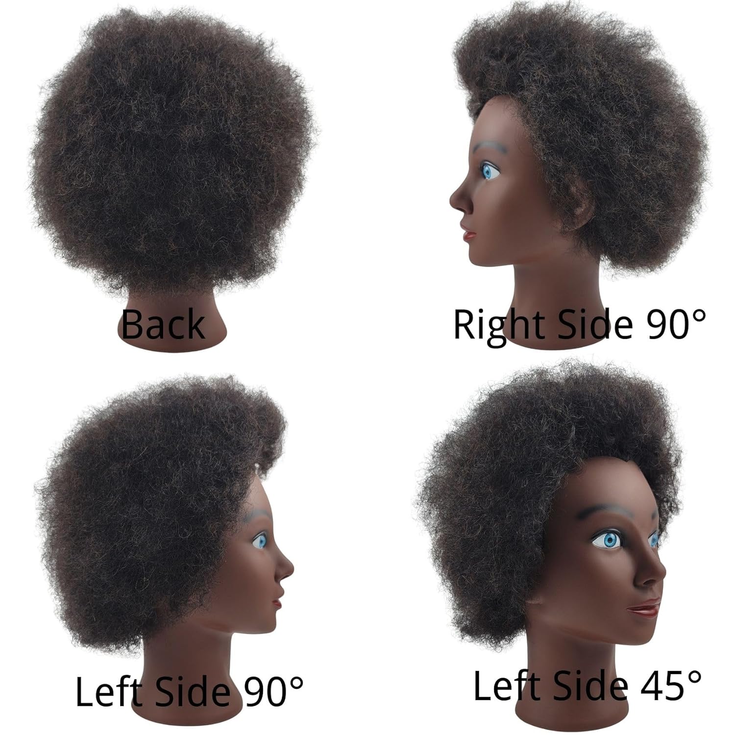 Afro Curly Hair Mannequin Head for Braiding Practice, 8" Real Human Hair Mannequin Head for Cosmetology Students Mannequin Doll Head for Hair Styling Kids