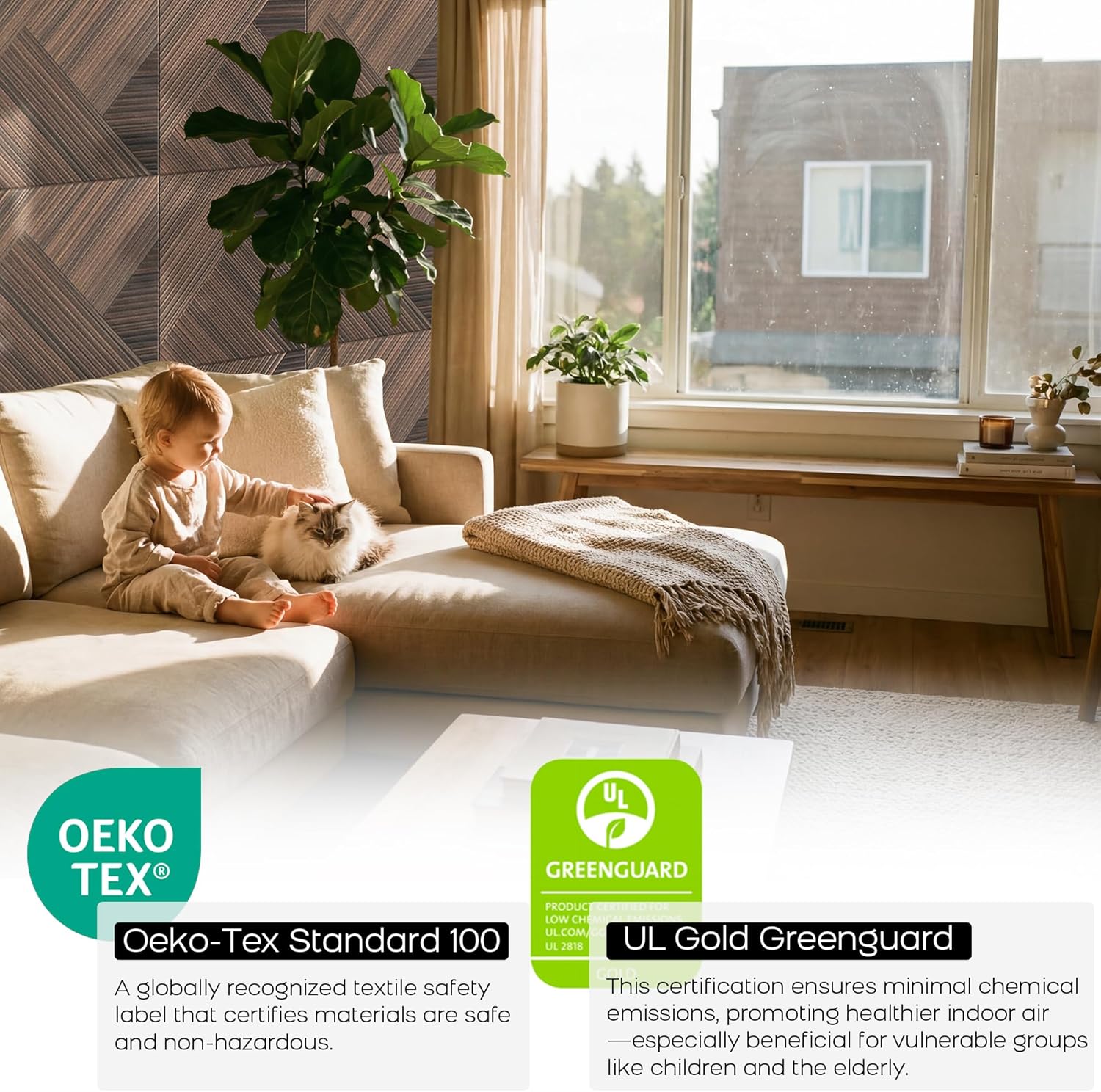 BUBOS 6 Pack Self-Adhesive Acoustic Wall Panels,23.6" x 23.6" Sound Proof Panels for Walls,3D Wood Pattern Acoustic Panels,Decorative Sound Absorbing Wall Art for Studio, Home Office(Red Brown Walnut)