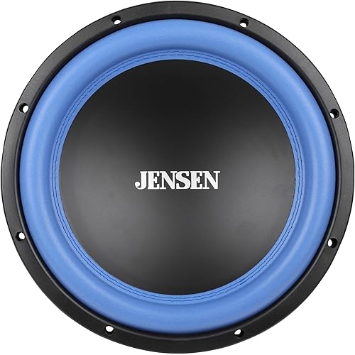 Jensen JW124 12-Inch Subwoofer | 1600 Watts Peak Power | Black Woofer Cone with Extra Wide Foam Surround