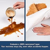 Vista 3 de Protector de colchón de tamaño King impermeable con cremallera, bolsillo profundo que se adapta a hasta 20 pulgadas de profundidad, funda