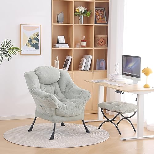 Miniatura 25 de Lita Silla relajada con otomana, tapizado ornamental, moderno de ocio, contemporáneo para lectura con reposabrazos, un bolsillo lateral para sala de