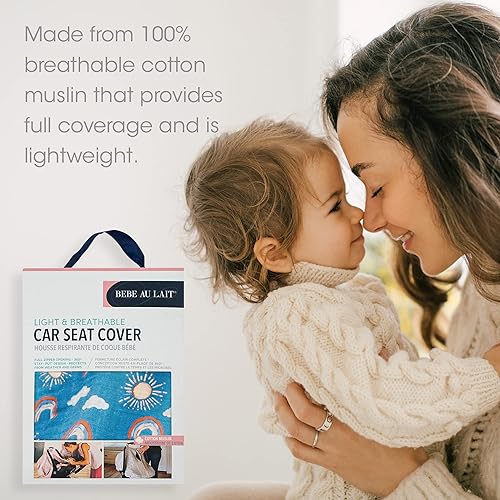 Miniatura 5 de Bebe au Lait Funda de asiento de automóvil de muselina clásica, fundas perfectas para asiento de automóvil para bebés, toldo de asiento de