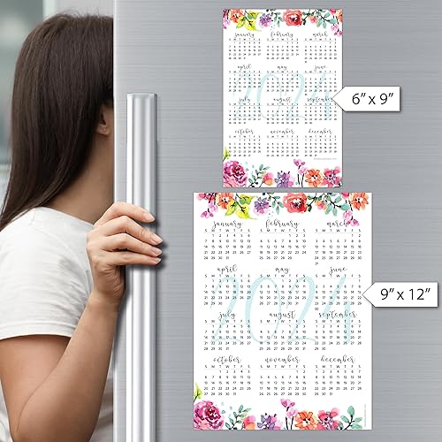 Miniatura 5 de Calcomanía de calendario anual de año a un vistazo, extraíble y reposicionable (6 x 9 pulgadas, floral)
