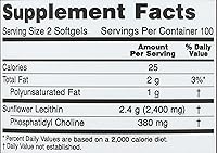 Vista 3 de NOW Foods Lecitina de girasol - Fosfatidilcolina - 1,200 mg (200 cápsulas blandas)