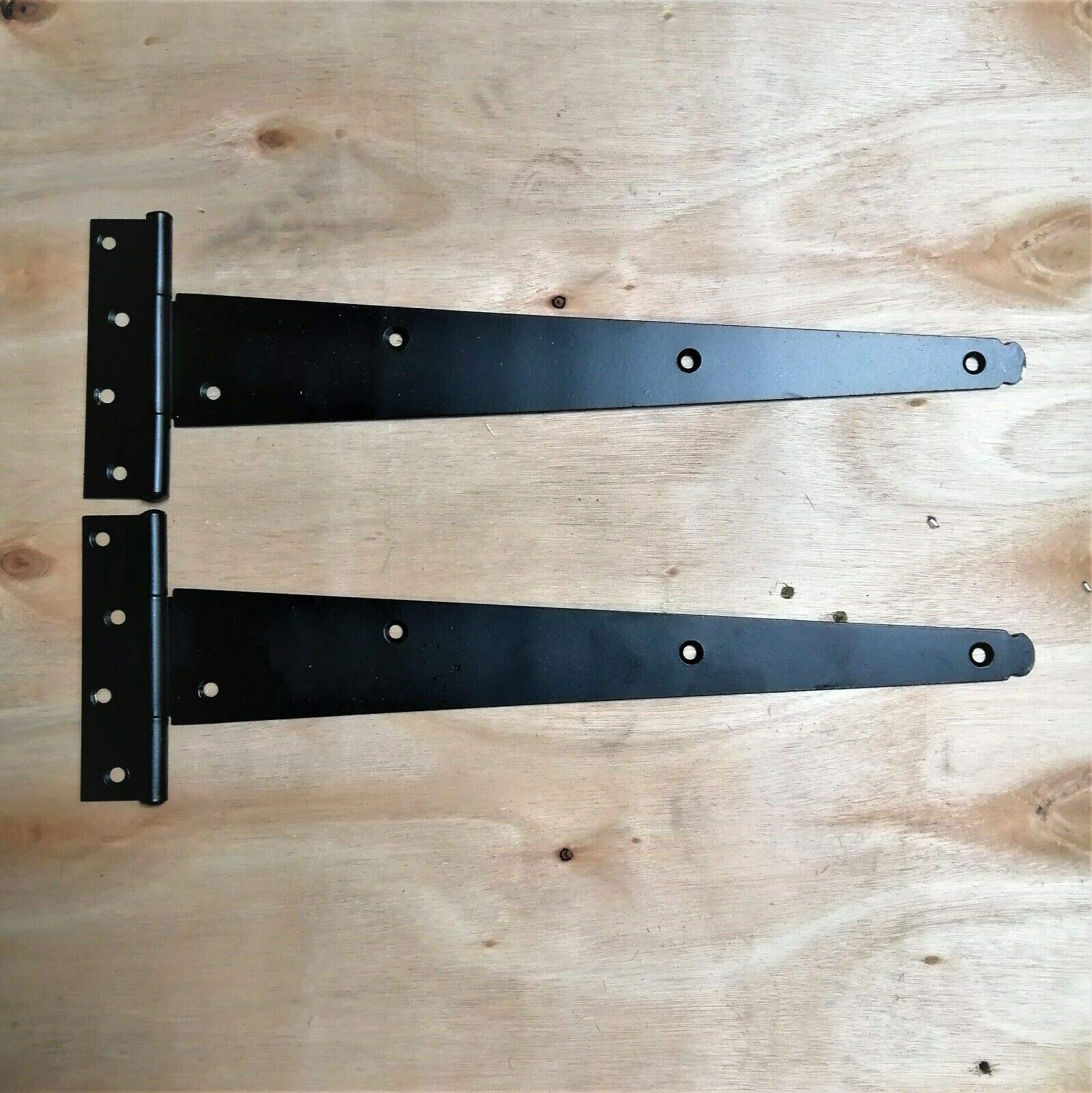 Garden Gate Accessories Metal Fixing Latch T Hinges Spring Closer Bolt Black (16" T-Hinge (Pair))