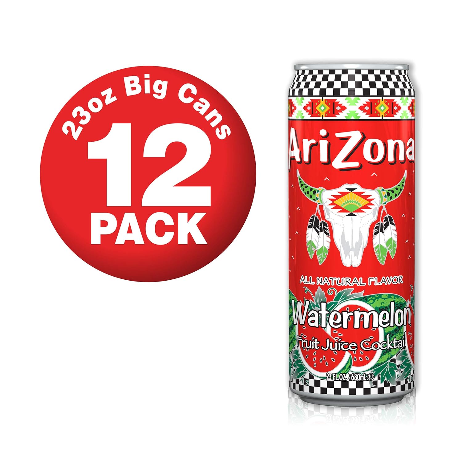 Arizona Watermelon Drink Big Can, 23 Fl Oz x Pack of 12 : Grocery & Gourmet Food