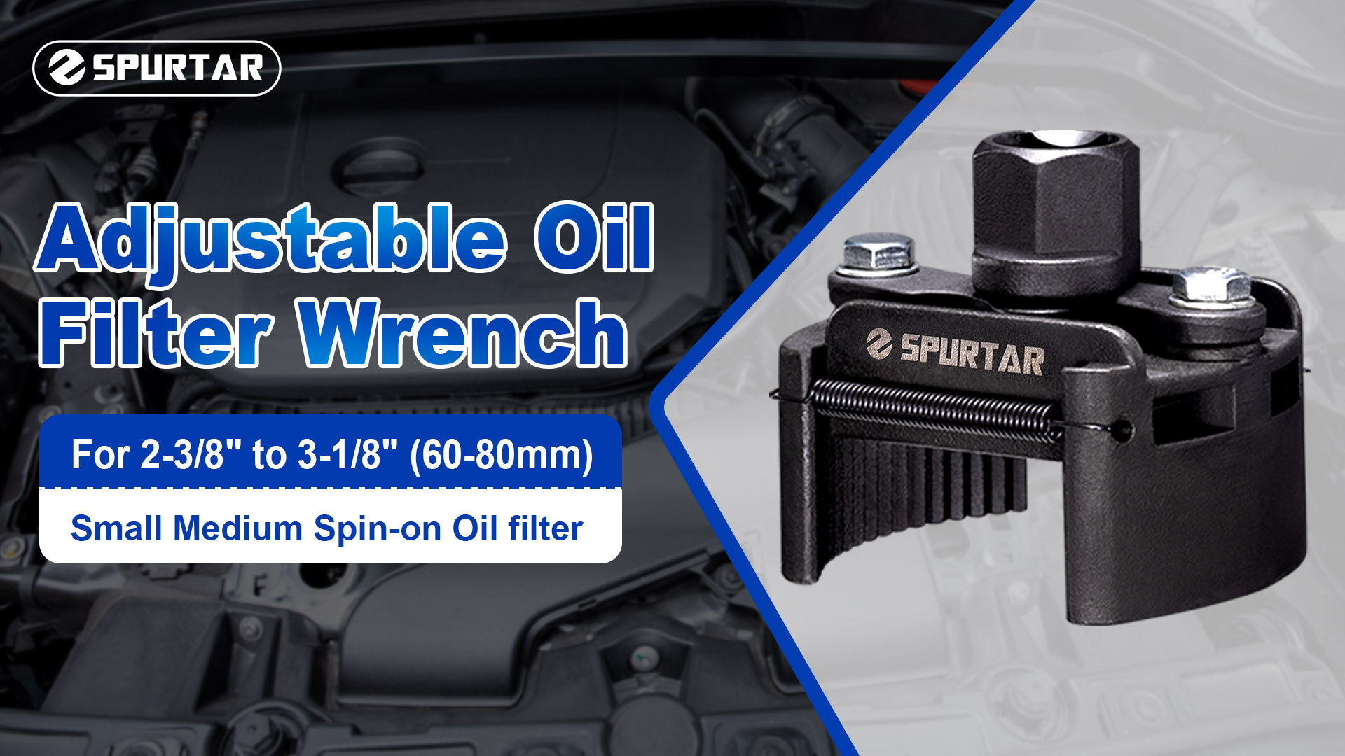 WORKPRO Universal Adjustable Oil Filter Wrench From 3" To 5.5", Heavy Duty Oil Filter Removal Tool With 3 Jaws For Cars, Trucks, Tractor