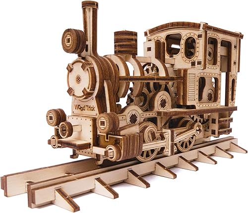 Wood Trick Train - Rompecabezas de madera 3D para adultos y niños para construir, 6 x 4 pulgadas, kit de modelo de locomotora para adultos y niños