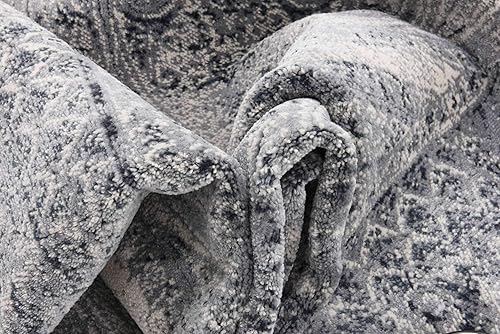 Miniatura 7 de Unique Loom Chateau Collection - Alfombra Wilson (3' x 13' 1", alfombra de pasillo, azul oscurogris)