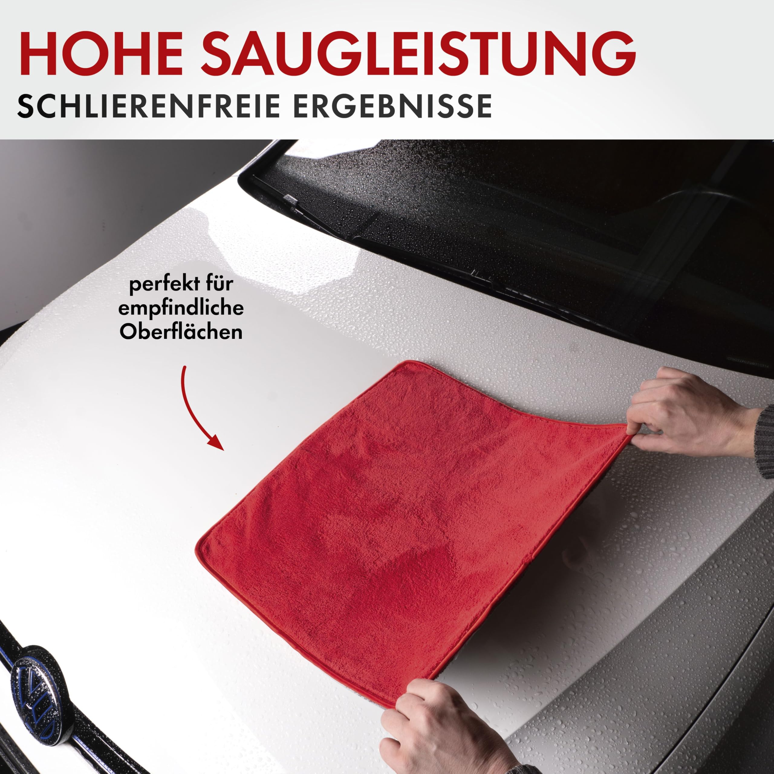 WALSER panni in microfibra per auto, panno per asciugare l'auto di alta qualità, panno per lucidare 40x40cm per asciugare e pulire senza graffi