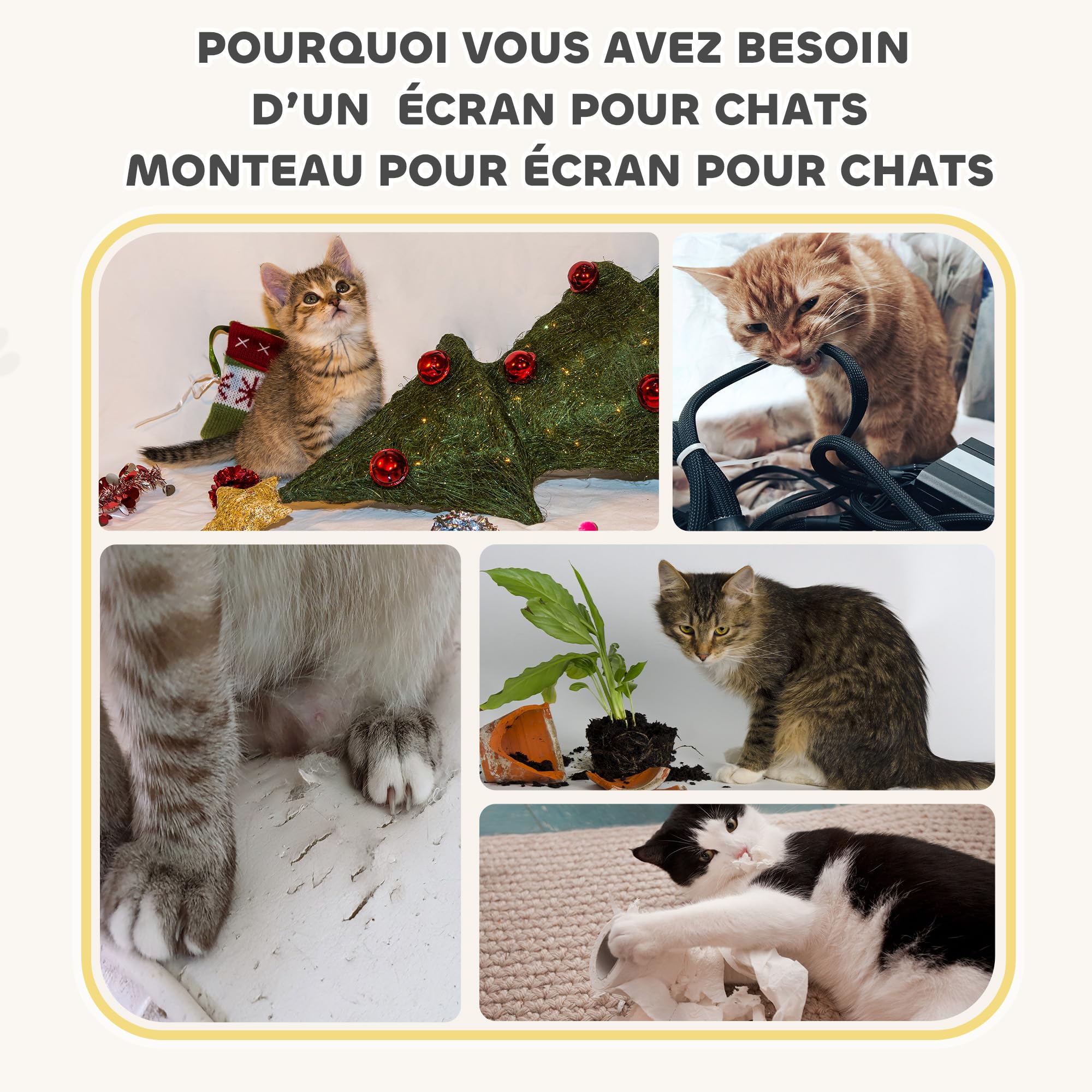 PawHut Tonneau à Gratter pour Chat 3 Niveaux, Arbre à Chat Sisal Naturel et Herbiers Marins Recouvert de Peluche 45 x 45 x 79 cm Kaki et Café