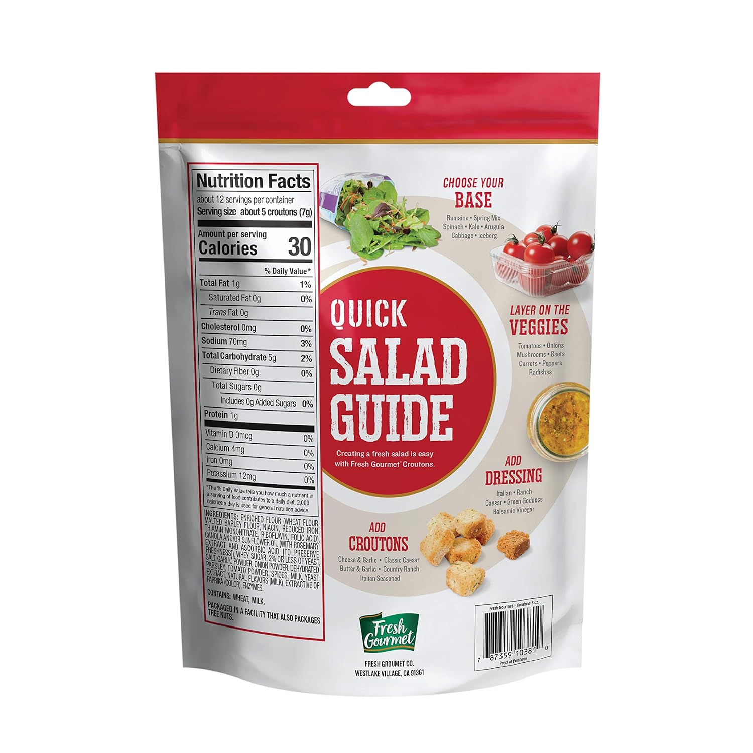 Fresh Gourmet Premium Croutons | Italian Seasoned | 3 Ounce, Pack of 15 | Crunchy Salad Topper