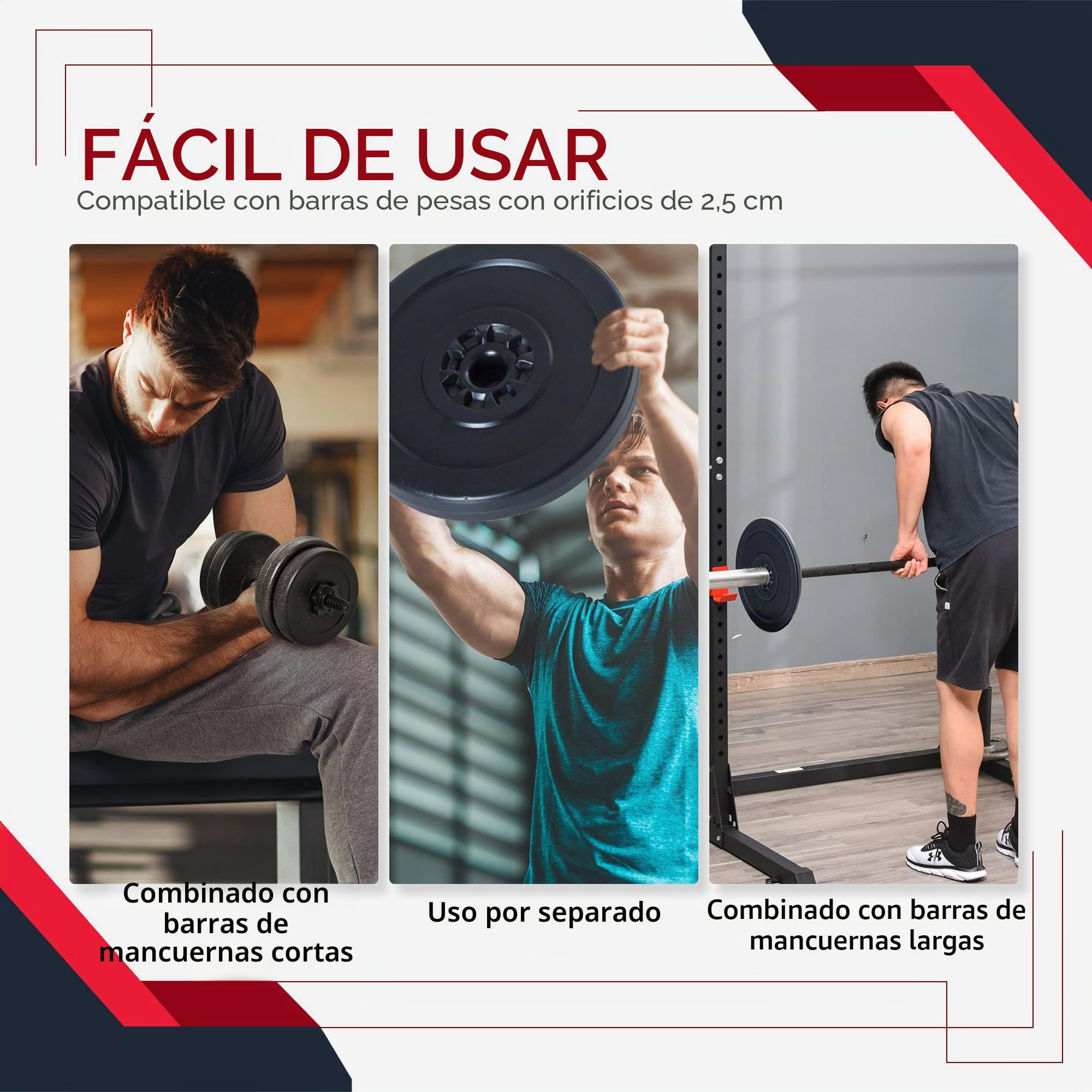HOMCOM Juego de 4 Discos de Pesas de 2x5 kg y 2x10 kg Juego de Placas de Pesas con Agujero de Ø25 mm para Barra o Mancuernas Entrenamiento de Fuerza Levantamiento Negro