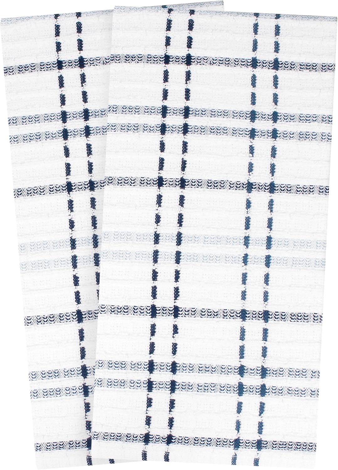 Ritz Royale Collection 100% Combed Terry Cotton, Highly Absorbent, Kitchen Towel Set, 13-3/4" x 12", 4-Pack, Solid & Checked, Federal Blue