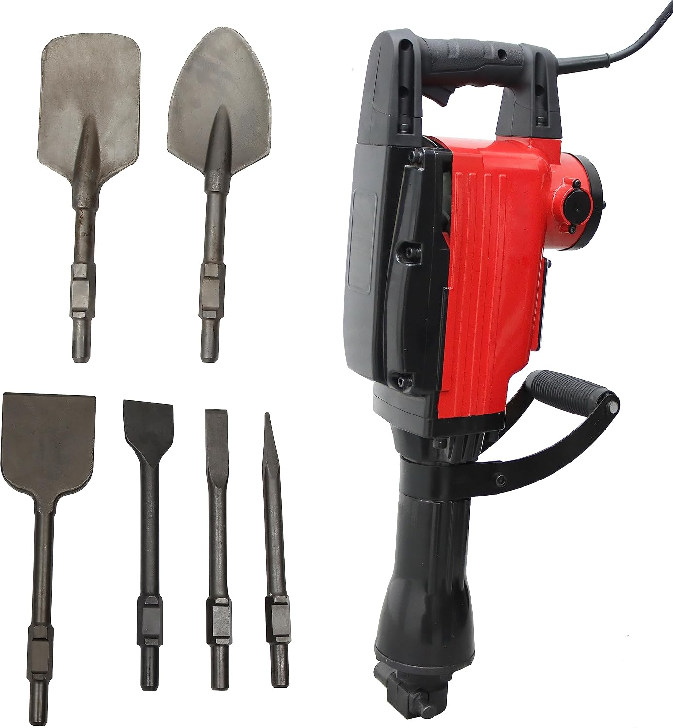 TECHTONGDA Electric Demolition Jack Hammer Concrete Breaker Chipping Rotary Hammer with 6 Chisel Bits 2KW