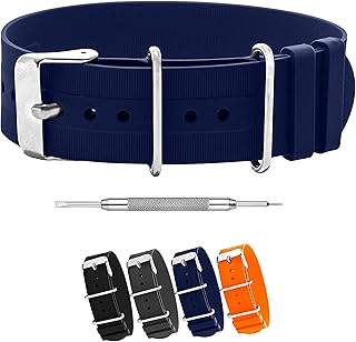 Silicone Watch Band - Single Pass Rubber Strap - 18mm, 20mm & 22mm - 4 Colors
