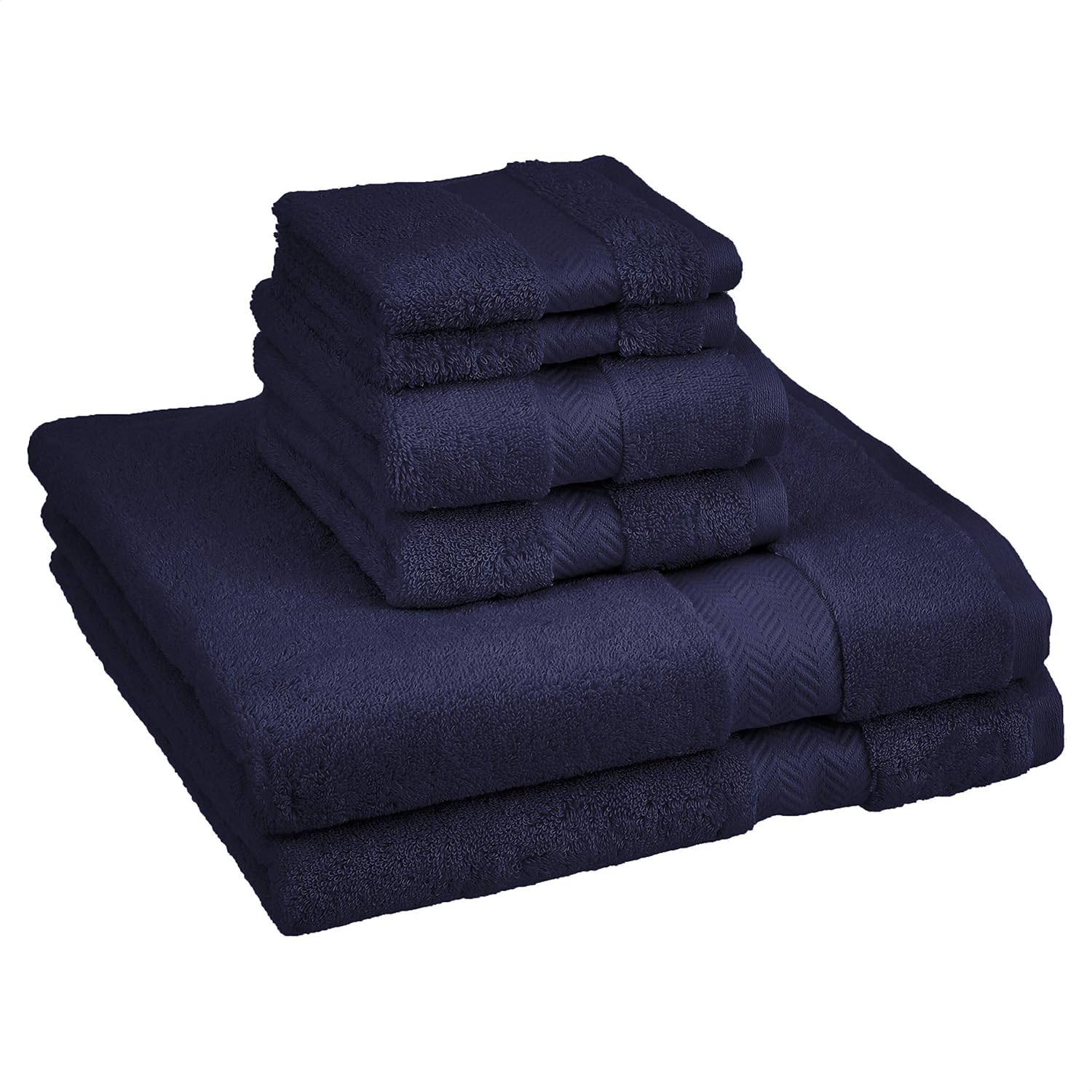  Basics Egyptian Cotton Towel Set - 6-Piece Set, Deep Navy : Home & Kitchen