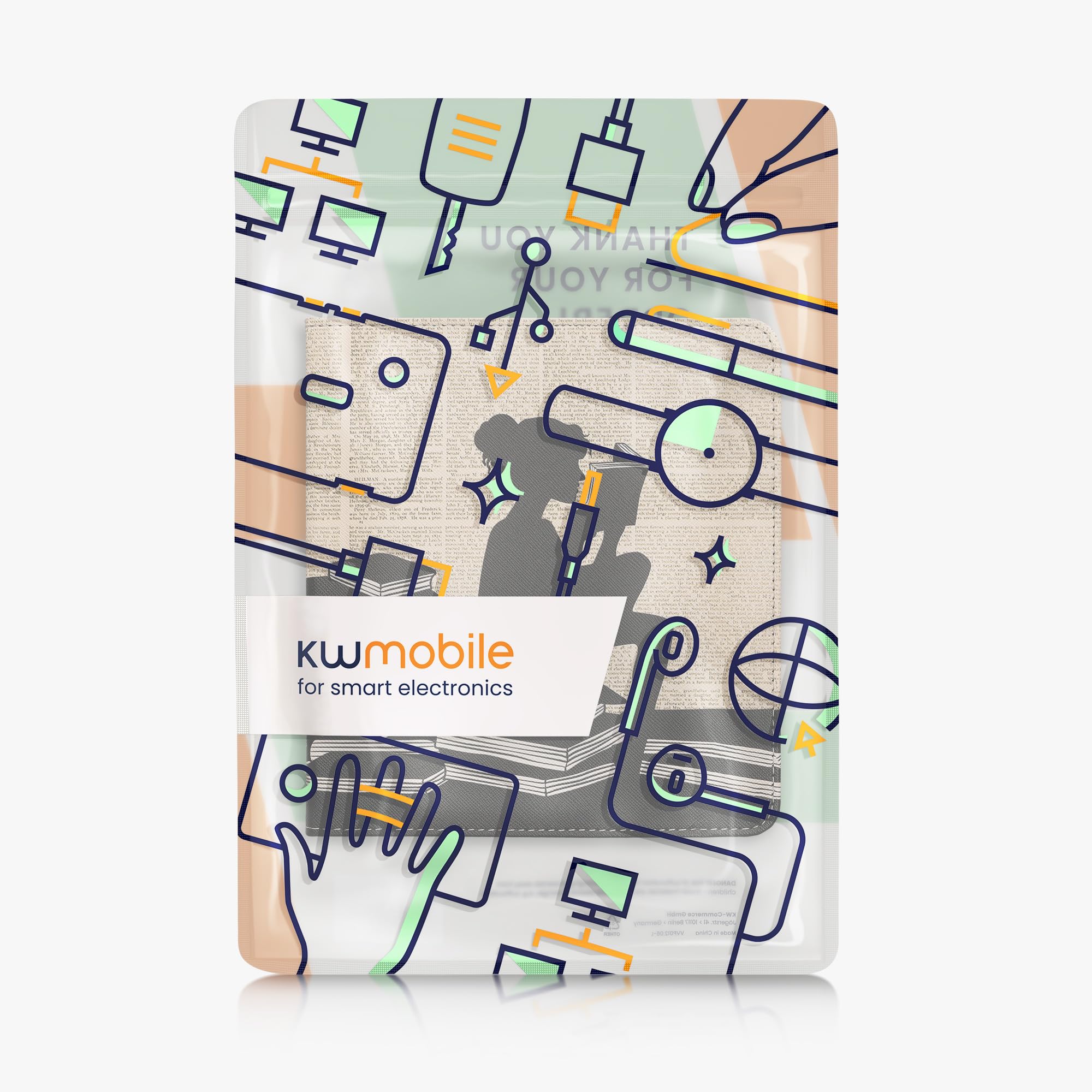 kwmobile Étui Compatible avec Kobo Forma Coque - Étui à Rabat magnétique Tablette eReader Similicuir avec Sangle - Noir-Beige