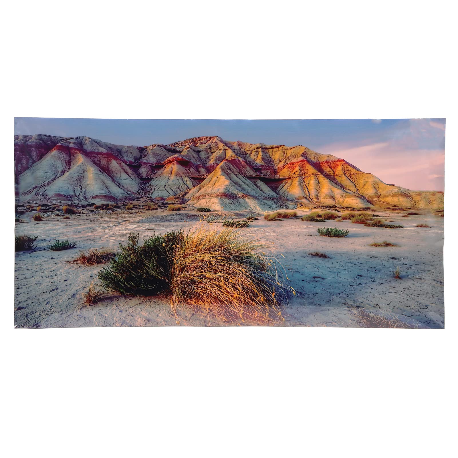 Poster per acquario con motivo di montagna e deserto, adesivo 3D in PVC, decorazione per sfondo di vasca per pesci, adesivo da parete impermeabile e resistente allo sbiadimento per (61*41 cm)