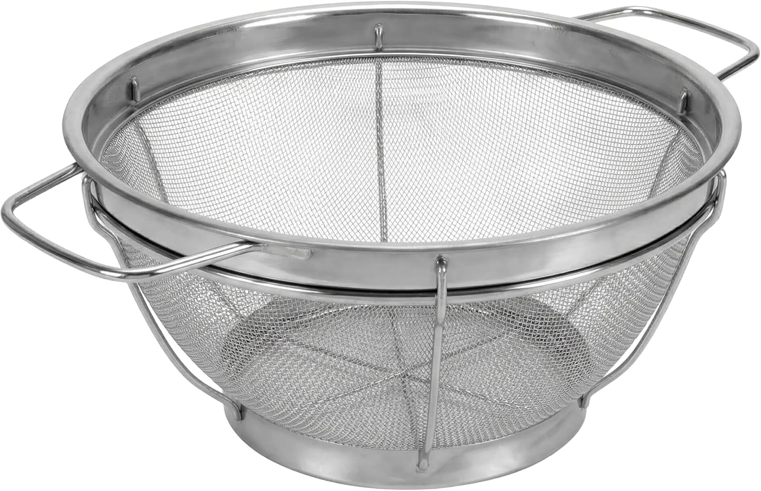 Kitchen Details Stainless Steel Heavy Duty Strainer 12 Inch | Commercial Grade Kitchen Strainer | Professional Food Service