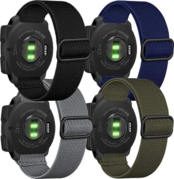 GARTOO 22mm Elastic Watch Bands for Garmin Instinct/Instinct 2 Solar, Soft Stretchy Nylon Sport Replacement Wristband Strap for Garmin Instinct Tactical/Tide/Esports/Solar, Black+Green+Gray+Blue