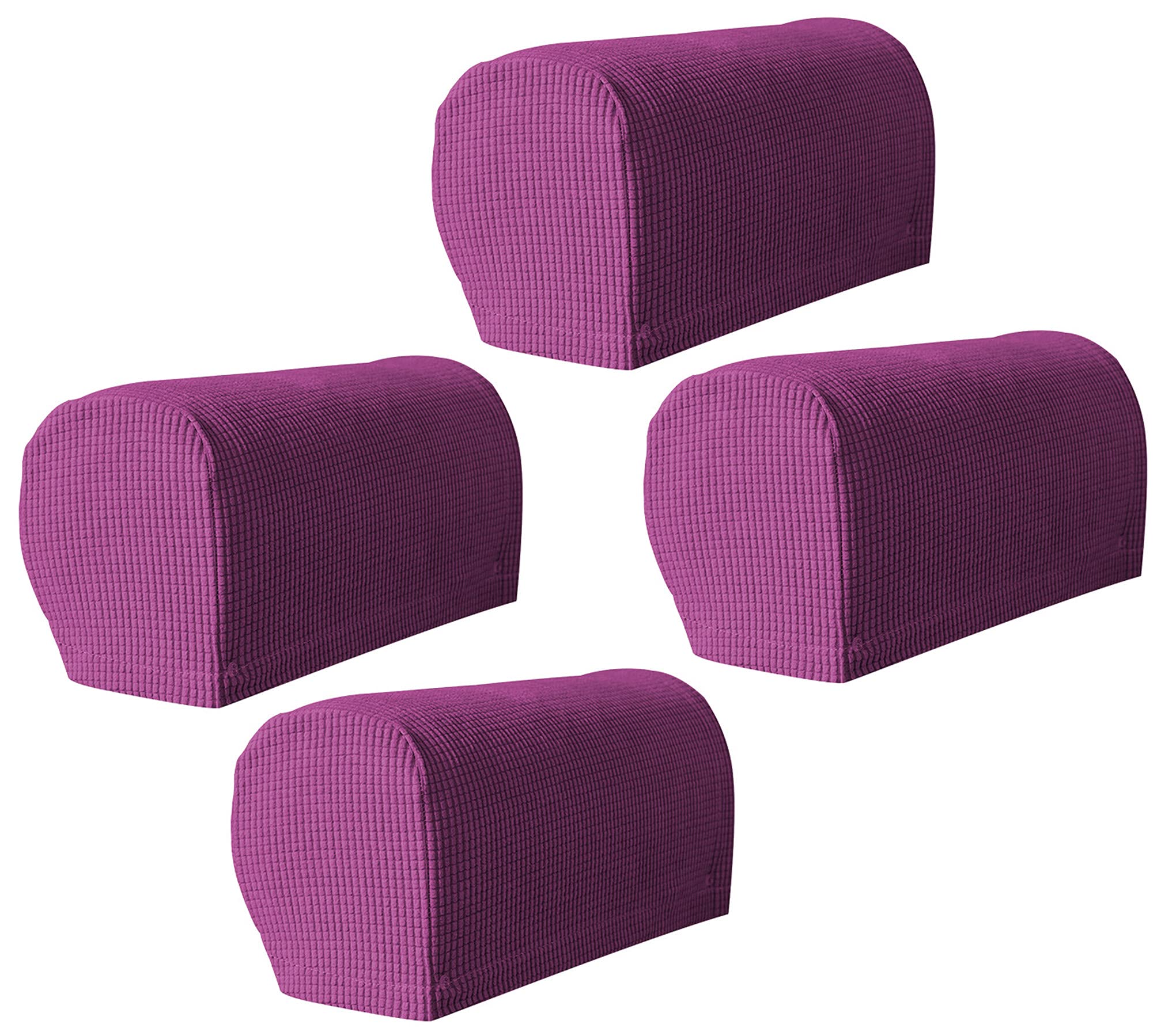 Hruile Armrest Stretch Chair Covers, Anti-Slip Armchair Couch Arm Rest Covers Sofa Armrest Cover Spandex Polyester Sofa Arm Caps Slipcovers Protector,Set of 4,Purple