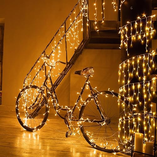 Miniatura 5 de Luces de carámbano para exteriores, 66 pies, 640 luces LED, 8 modos con 120 gotas, tira de luces de cortina impermeable con temporizador y función