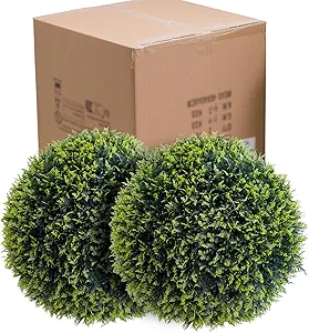 Topiary Ball 2 Pcs, Artificial Cedar Topiary Balls Garden Spheres Decorative Balls for Outdoor Patio Garden and Indoor, Wedding Decoration, 21.5 Inch
