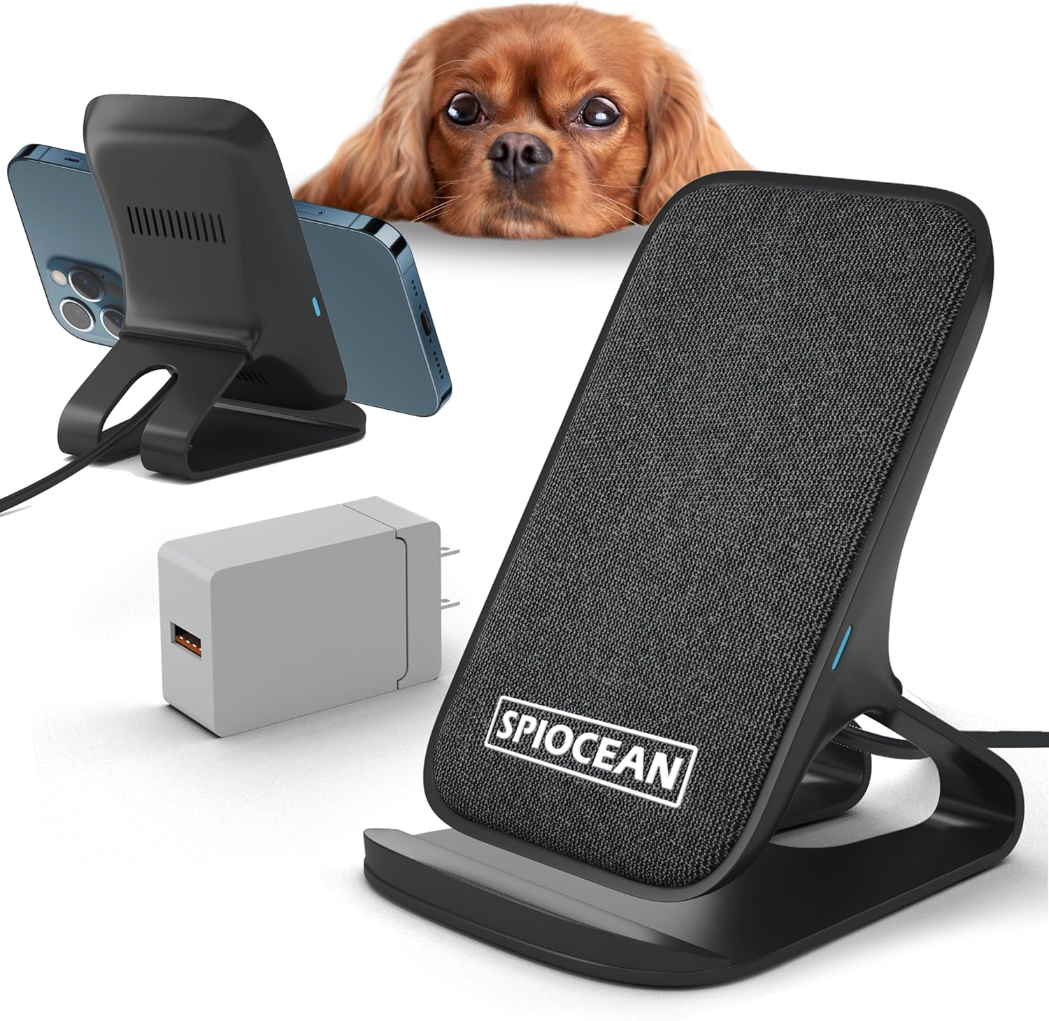 Fast Wireless Charger, Qi-Certified 10W Max Wireless Charging Stand Compatible with iPhone 16/15/14/13/12/11 Max/Pro/Mini/SE 2022, Samsung Galaxy S22/S21/S20/S10/S9/Note 20, with QC3 Adapter