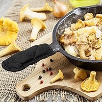 Vista 5 de R HORSE Juego de 6 fundas de mango caliente, color negro, resistentes al calor, para olla, de algodón, hierro fundido, antideslizantes, lavables a