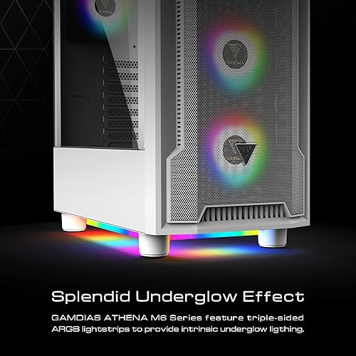 Miniatura 2 de GAMDIAS ATX Mid Tower ARGB - Carcasa para computadora de videojuegos con vidrio templado lateral, 4 ventiladores ARGB PWM integrados de 4.724 in