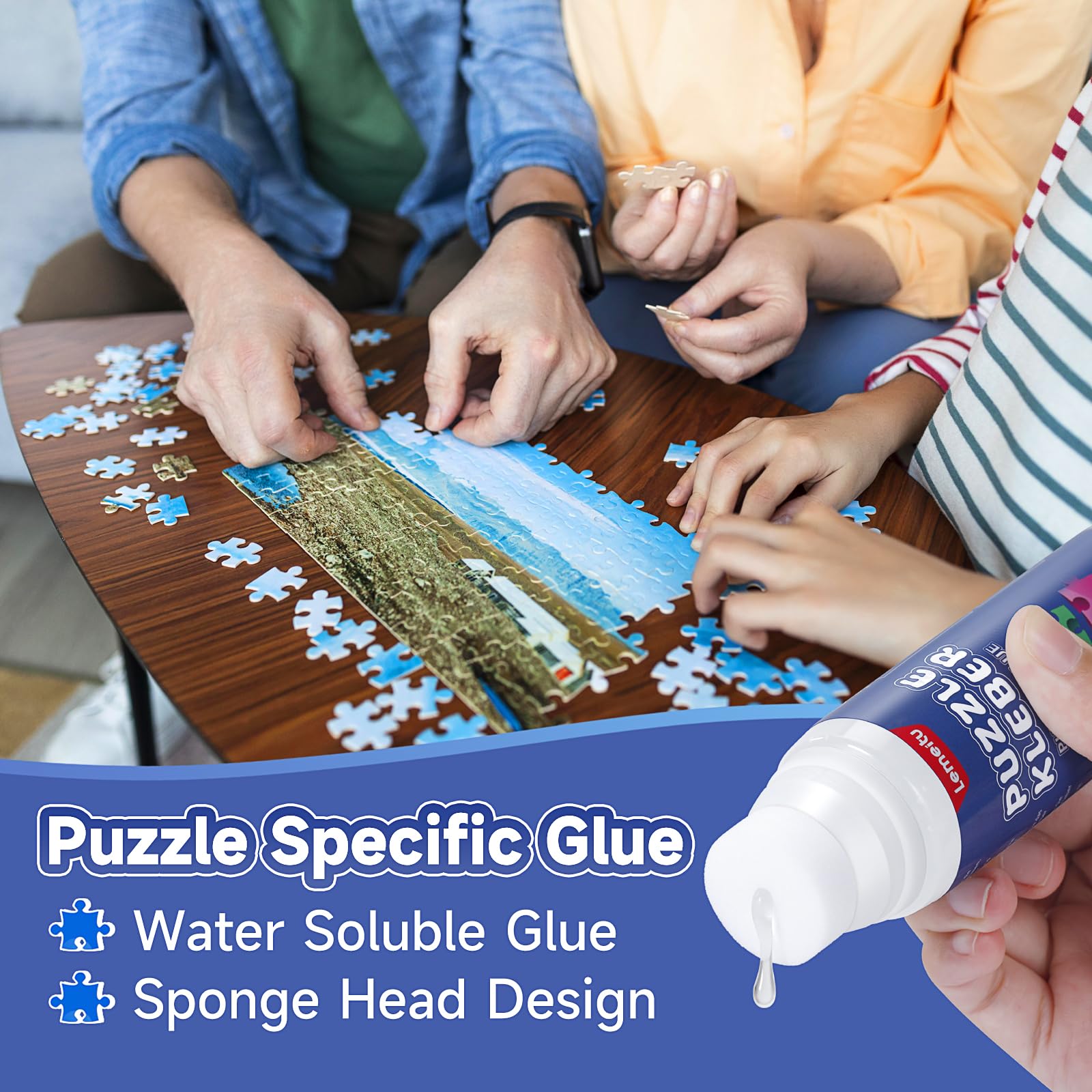 Lemeitu Colla per puzzle 1000/1500/3000 pezzi, colla PVA atossica, colla autoadesiva, asciugatura rapida, 120 ml, 1 confezione