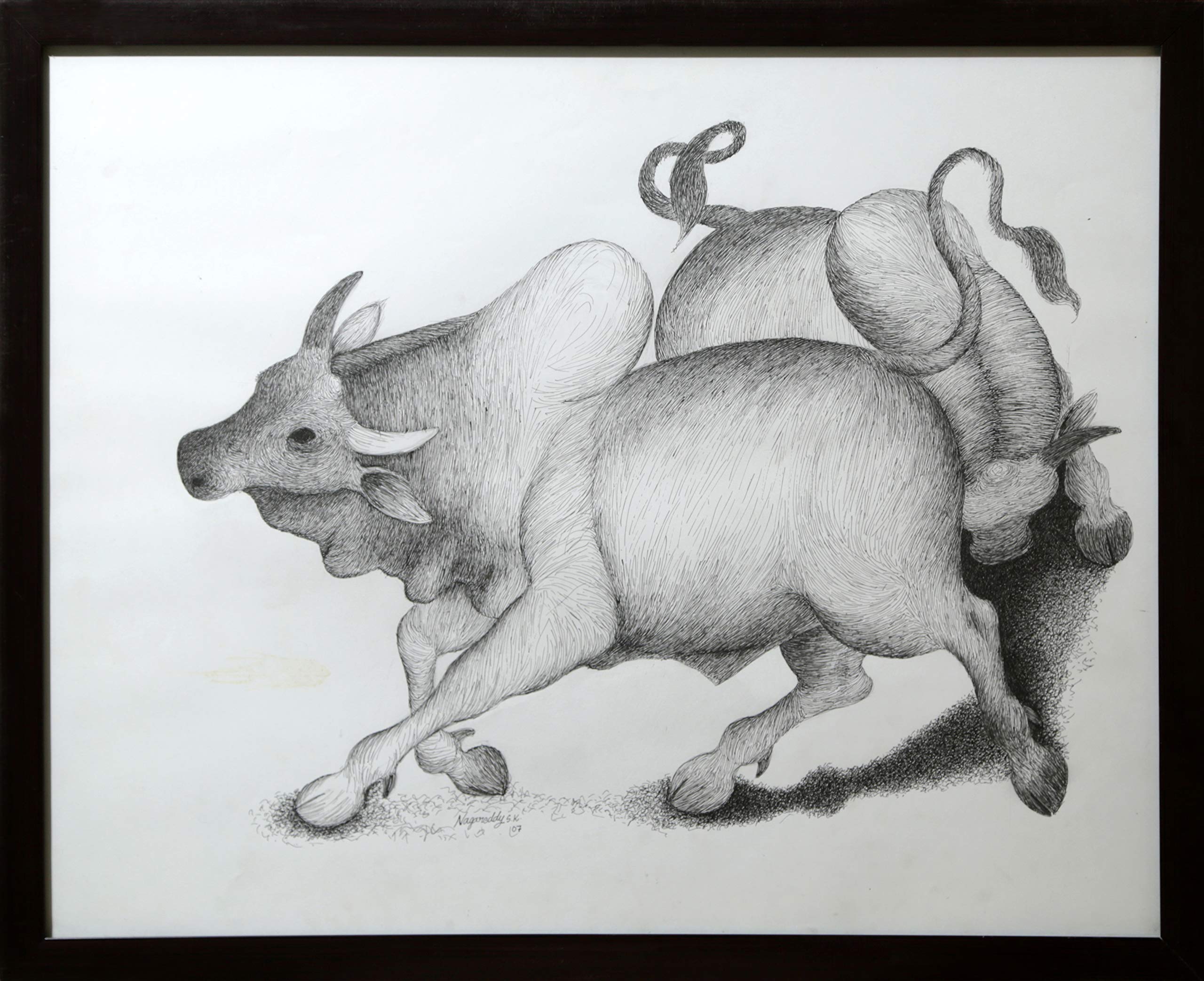 Bull Fighting 5 (Pen And Pencil Painting By Naga Reddy)