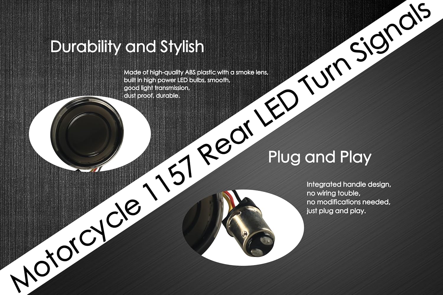 2Inch Bullet 1157 Rear LED Turn Signals Motorcycle Brake Taillights Running Lights Compatible with Harley Dyna Sportster Touring Street Glide Road Glide Fat boy