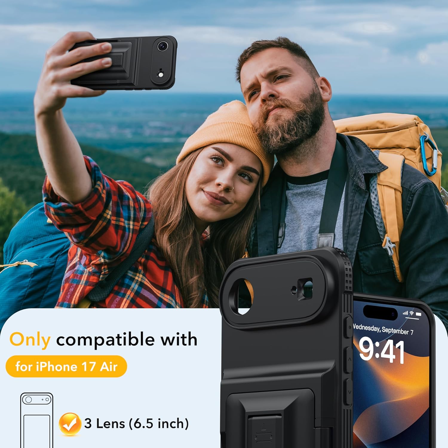 Oterkin for iPhone Air Wallet Case [4-5 Card Holder] [RFID Blocking] [Full Camera Protection] [Kickstand] [Military Grade Protection] Shockproof Rugged Phone Case for iPhone 17 Air 6.5 Inch, Black - Image 8