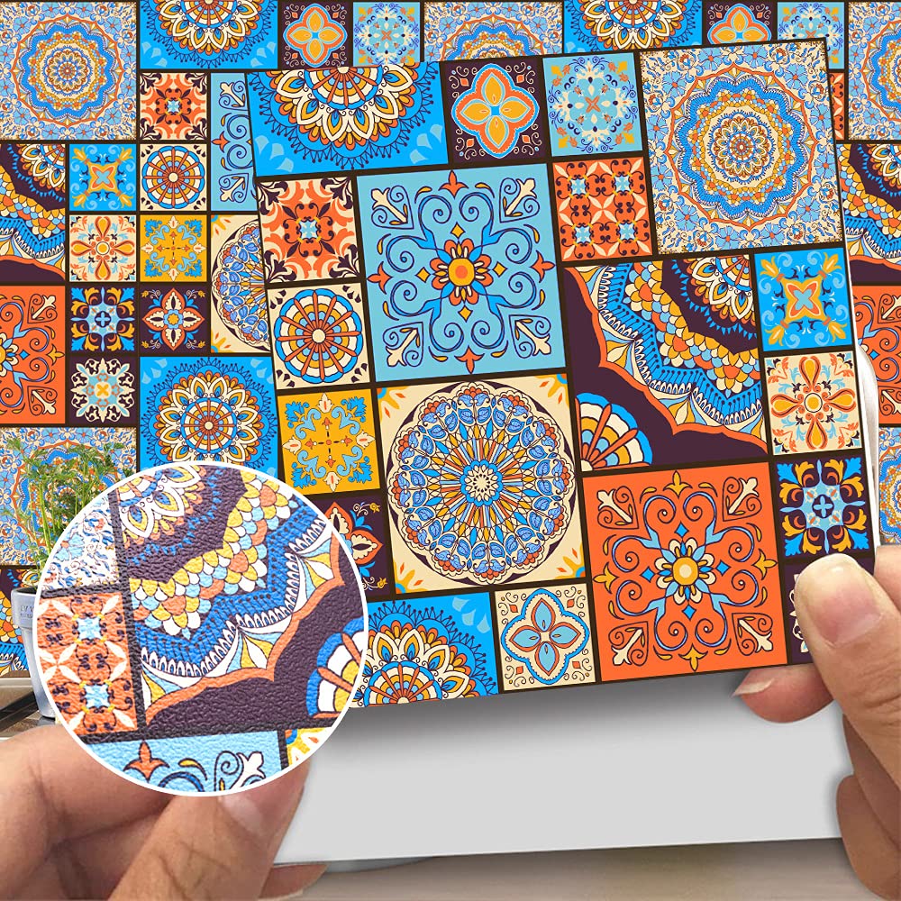 AILEGOU 20 PC Set Peel and Stick Tile Stickers, Vinyl Waterproof Self-Adhesive Removable Tile Sticker Decals for Bathroom & Kitchen, 6 x 6 inch(L12)